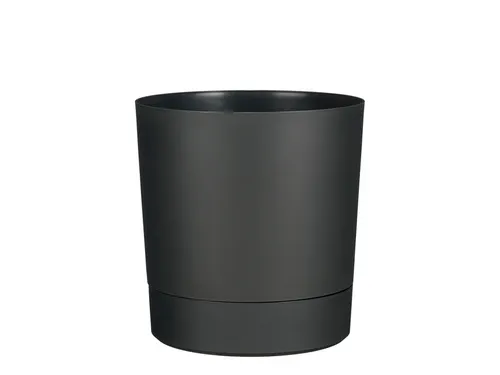 Plantenpot Mica Coco met schotel rond antraciet 23.5 x 22.5 cm