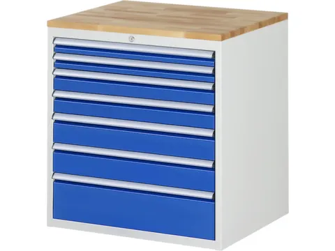 ladekast 825x770x650mm 7laden cilinderslot RAL7035 RAL5010 beuken