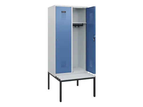 locker met bank,HxBxD 1950x800x815mm,2vak,vak B 400mm,cilinderslot