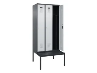 locker met bank,voor scheiding van kleding,HxBxD 2120x900x815mm,3vak - 1