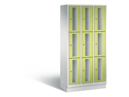 Lockerkast 1800x900x500mm 3x3 vakken Cilinderslot, Sokkel, RDS1108060