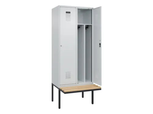locker met bank,voor scheiding van kleding,HxBxD 2120x800x815mm,2vak