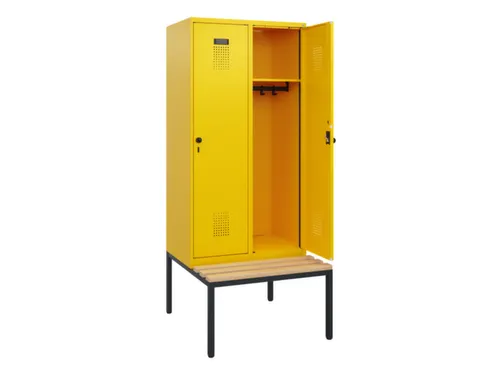 locker met bank,HxBxD 1950x800x815mm,2vak,vak B 400mm,draaigrendel