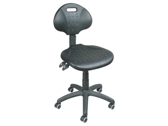 werkplaatsstoel standaardzitting zwart PU zitting H 420-550mm wielen