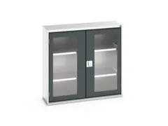 vitrinekast 1000x1050x350mm 2xStalen bodem romp RAL7035 front RAL7016