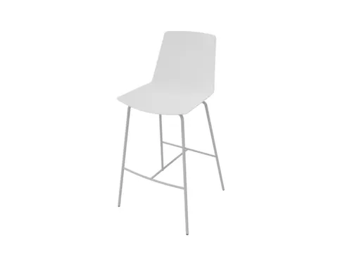 barkruk,zitting HxBxD 760x470x410mm,zitting wit,4voeten,frame staal