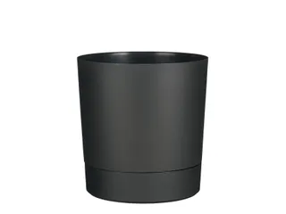 Plantenpot Mica Coco met schotel rond antraciet 23.5 x 22.5 cm - 1
