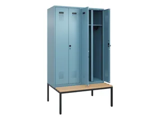locker met bank,voor scheiding van kleding,HxBxD 2120x1200x815mm,4vak - 1