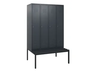 locker met bank,HxBxD 1950x1200x815mm,4vak,vak B 300mm,cil.-slot - 1