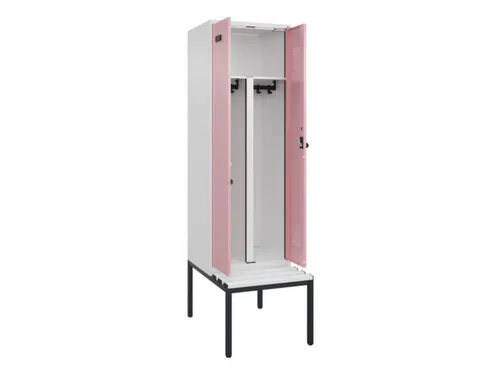PBM-locker met bank,HxBxD 2120x600x815mm,2vak,vak B 300mm,draaigrendel