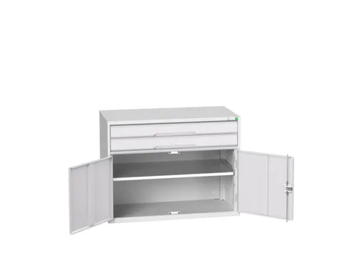 ladekast HxBxD 800x1050x550mm 2laden 2deuren RAL7035 front RAL7035