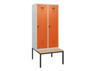 locker met bank,HxBxD 1950x800x815mm,2vak,vak B 400mm,draaigrendel - 2