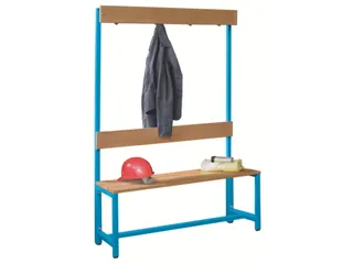Omkleedbank LxB 1000x400mm Houten Latten Haken Enkelzijdig RAL5012 - 2