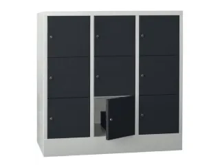 lockerkast,HxBxD 1187x1200x500mm,3x3vakken,RAL7035,front RAL7016 - 2
