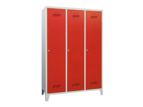 lockerkast,HxBxD 1850x1200x500mm,3vak,RAL7035,front RAL3000