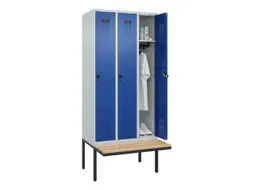 locker met bank,HxBxD 2120x900x815mm,3vak,vak B 300mm,draaigrendel
