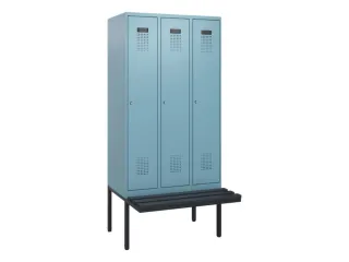 locker met bank,HxBxD 1950x900x815mm,3vak,vak B 300mm,cilinderslot - 2