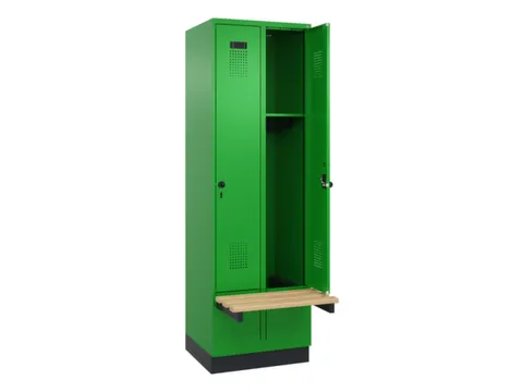 locker met bank,HxBxD 1950x600x815mm,2vak,vak B 300mm,draaigrendel