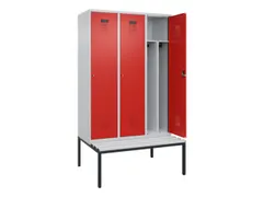 locker met bank,voor scheiding van kleding,HxBxD 2120x1200x815mm,3vak