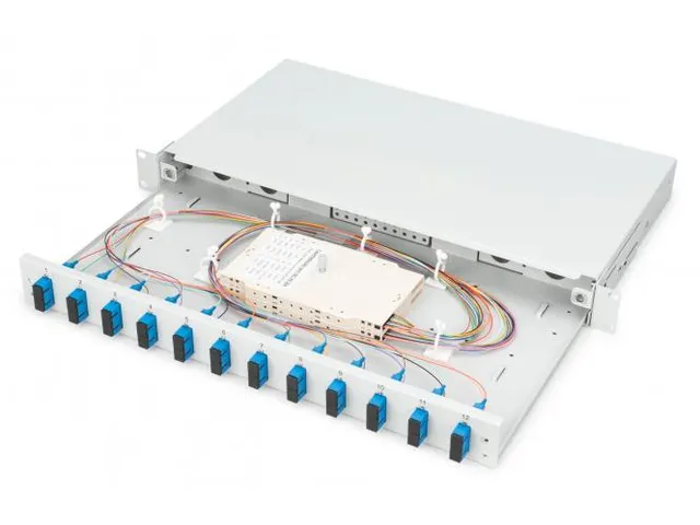 LWL-splitsdoos 1U uitgerust 12x SC DX OS2 incl. splitscassette