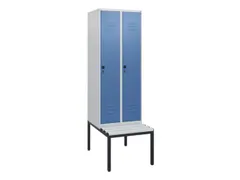 locker met bank,HxBxD 1950x600x815mm,2vak,vak B 300mm,draaigrendel