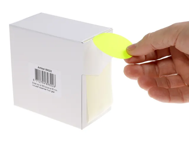 Etiketten Op Rol 50mm Fluor Geel Met Dispenser 500 Stuks