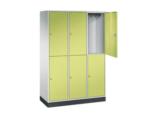 Dubbeldekse garderobekast,HxBxD 1950x1220x500mm,3x2vak.,vak B 360mm