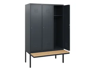 locker met bank,HxBxD 1950x1200x815mm,3vak,vak B 400mm,cil.-slot - 2