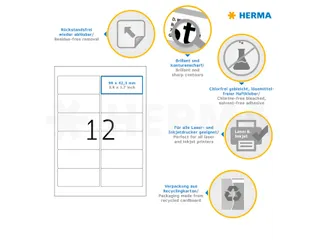 HERMA 4348 Verwijderbare etiketten A4 96x42,3mm Wit 300 stuks - 3