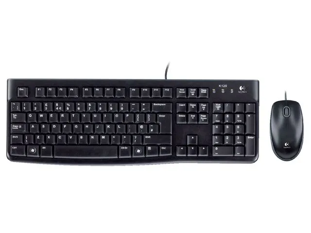 Bedraad Toetsenbord Logitech MK120 QWERTY + Muis zwart