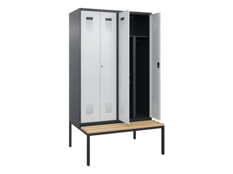 PBM-locker met bank,HxBxD 2120x1200x815mm,4vak,vak B 300mm