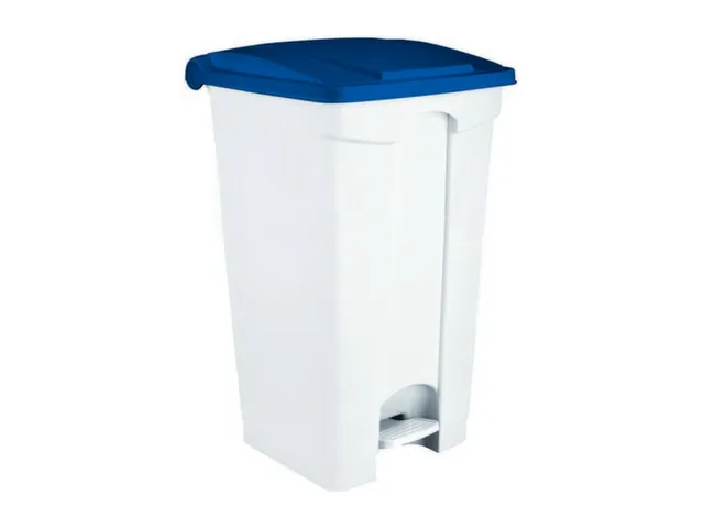 Contitop,afvalbak met pedaal 90L wit/blauw/ PU:3