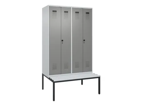 PBM-locker met bank,HxBxD 2120x1200x815mm,4vak,vak B 300mm