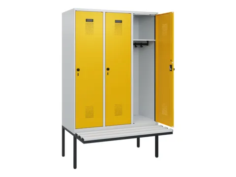 locker met bank,HxBxD 1950x1200x815mm,3vak,vak B 400mm,draaigrendel