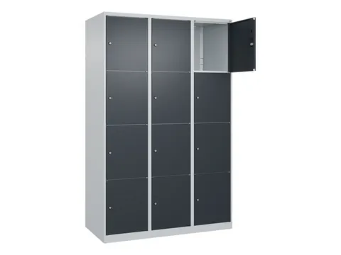 lockerkast,HxBxD 1850x1200x500mm,3x4vakken,vak B 400mm,cil.-slot