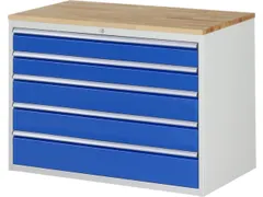 ladekast 825x1145x650mm 5laden cilinderslot RAL7035 RAL5010 beuken