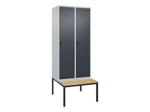 locker met bank,HxBxD 2120x800x815mm,2vak,vak B 400mm,draaigrendel