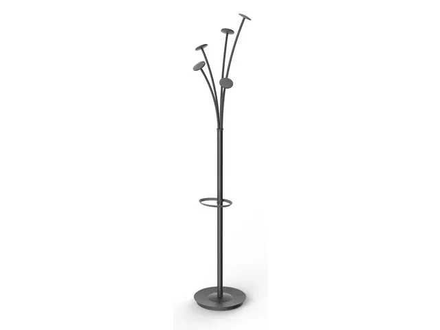 Festival kapstok 5 haken 187 cm zwart met parapluhouder