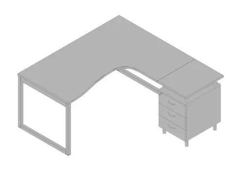 Bureauset Bureau Staand Ladeblok Rechts 730x1600x1650mm Grijs Zilver