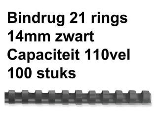 Bindrug Fellowes 14mm 21-rings A4 zwart 100stuks - 1