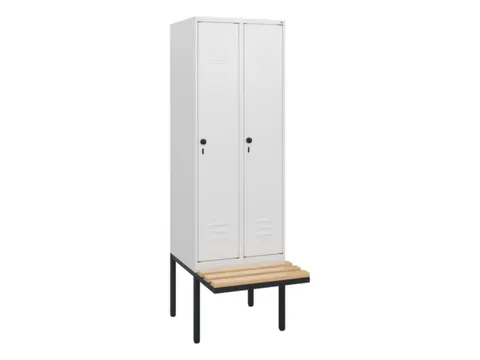 locker met bank,HxBxD 1950x600x815mm,2vak,vak B 300mm,draaigrendel