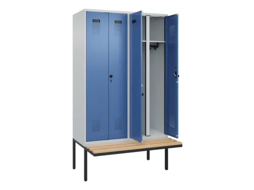 locker met bank,voor scheiding van kleding,HxBxD 2120x1200x815mm,4vak