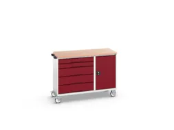 montagetafel 980x1300x600mm multiplexblad 5 laden kast front RAL3004