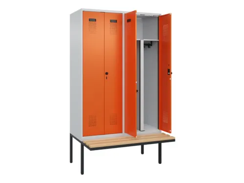 PBM-locker met bank,HxBxD 2120x1200x815mm,4vak,vak B 300mm