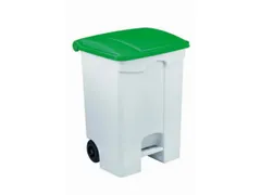 Contitop,mobiele afvalbak met pedaal 70L wit/groen/VE:3