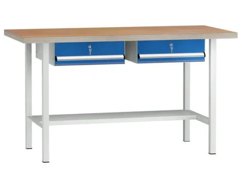 Werkbank Hxbxd 840x1500x700mm 2laden 150mm 1/2legbord Ral7035/ral5010