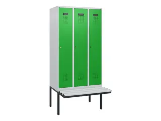locker met bank,HxBxD 1950x900x815mm,3vak,vak B 300mm,cilinderslot - 2