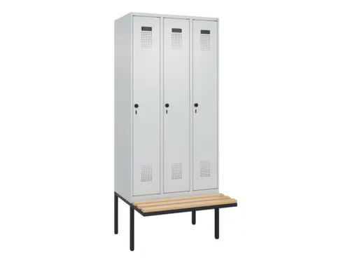 locker met bank,voor scheiding van kleding,HxBxD 2120x900x815mm,3vak