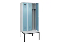 locker met bank,voor scheiding van kleding,HxBxD 2120x900x815mm,3vak