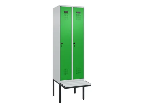 locker met bank,HxBxD 2120x600x815mm,2vak,vak B 300mm,draaigrendel